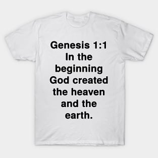 Genesis 1:1 King James Version Bible Verse Typography T-Shirt
